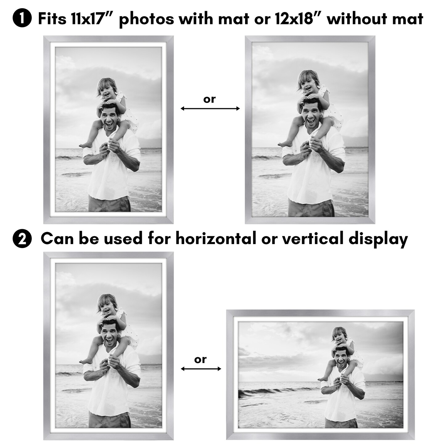 Americanflat 2 Pack of Picture Frames with Mat - Plexiglass Cover