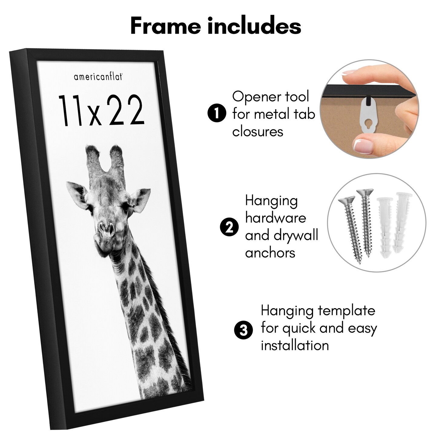 Americanflat Gallery-Style Picture Frame - Ideal Frame for Gallery Wall Display - Showcase Artwork, Prints, and Photos - Shatter Resistant Glass - Hanging Hardware with Drywall Anchor
