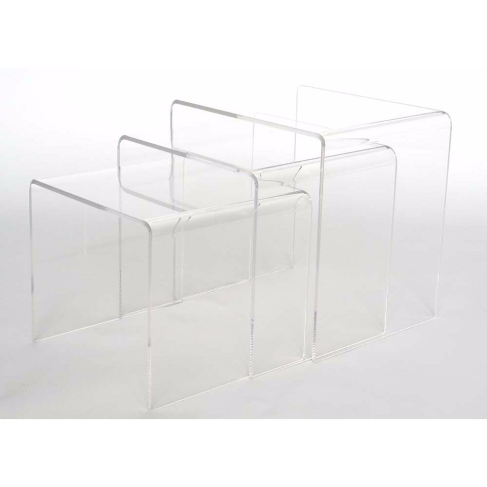 Baxton Studio   Acrylic Nesting Table 3-Pc Table Set Display Stands