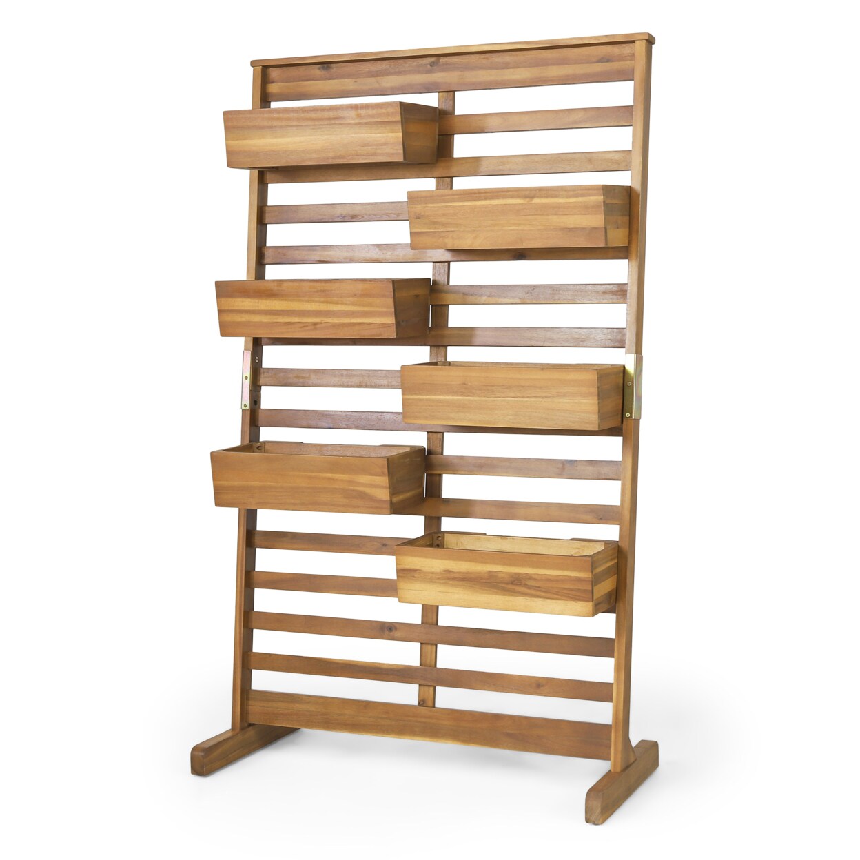 GDF Studio Pineview Outdoor Customizable Acacia Wood Plant Stand Teak