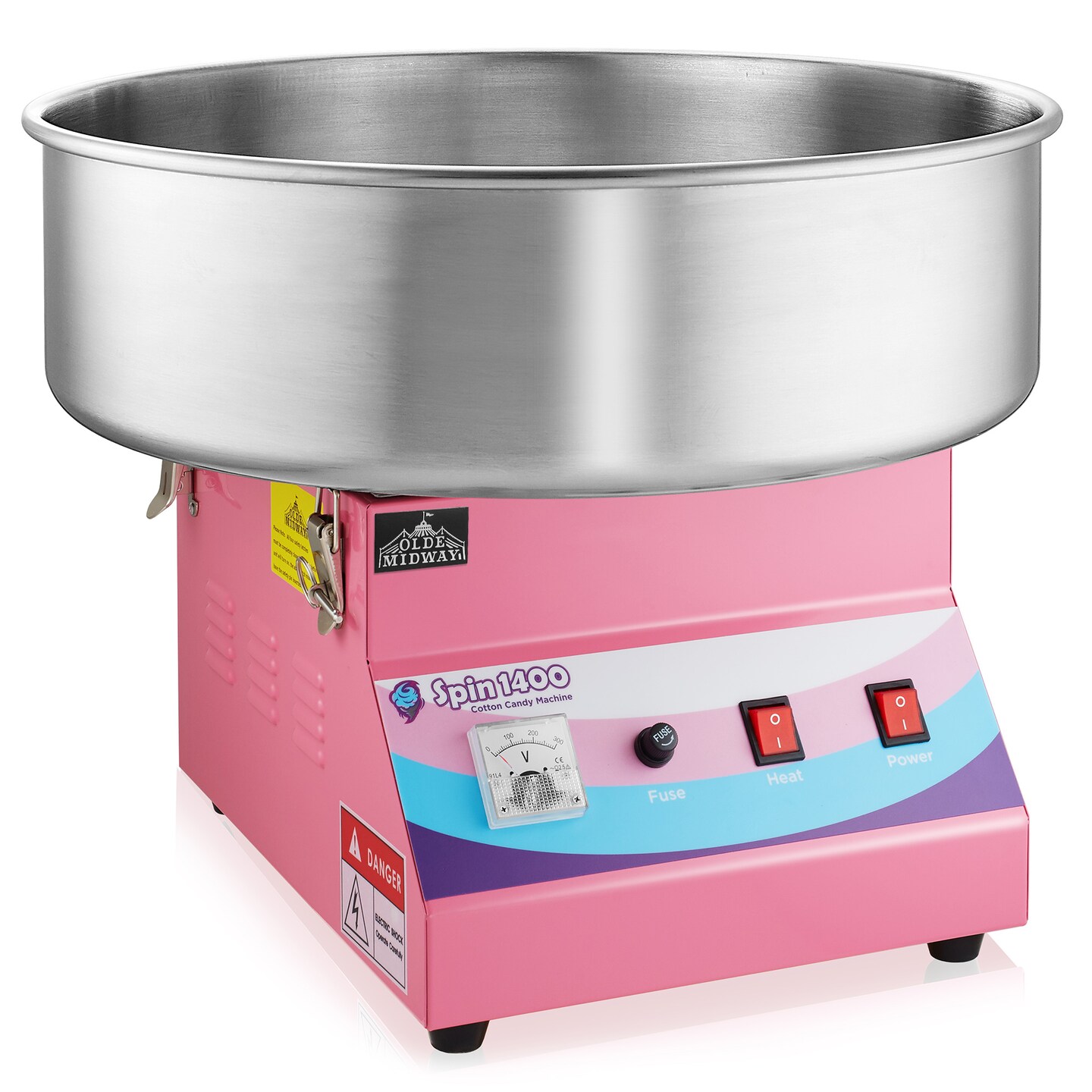 Olde Midway Cotton Candy Machine, SPIN-1400 Electric Candy Floss Maker, Commercial-Grade