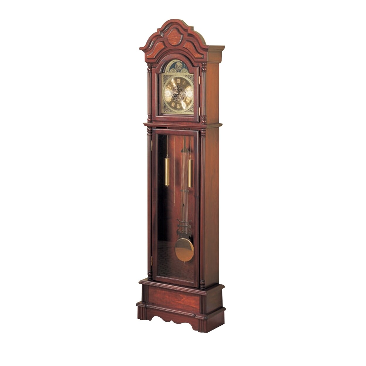 Coaster Old style Wooden Grandfather Clock with Chime, Brown- Saltoro Sherpi