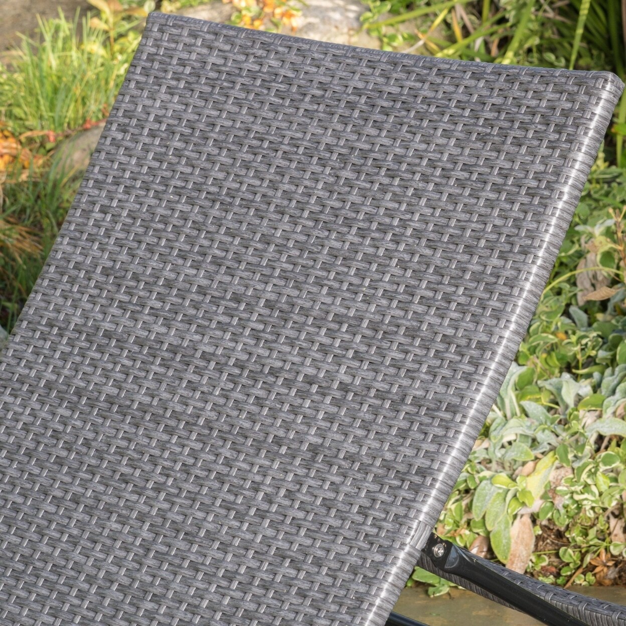 GDF Studio Lakeport Outdoor Grey Wicker Chaise Lounge Chair