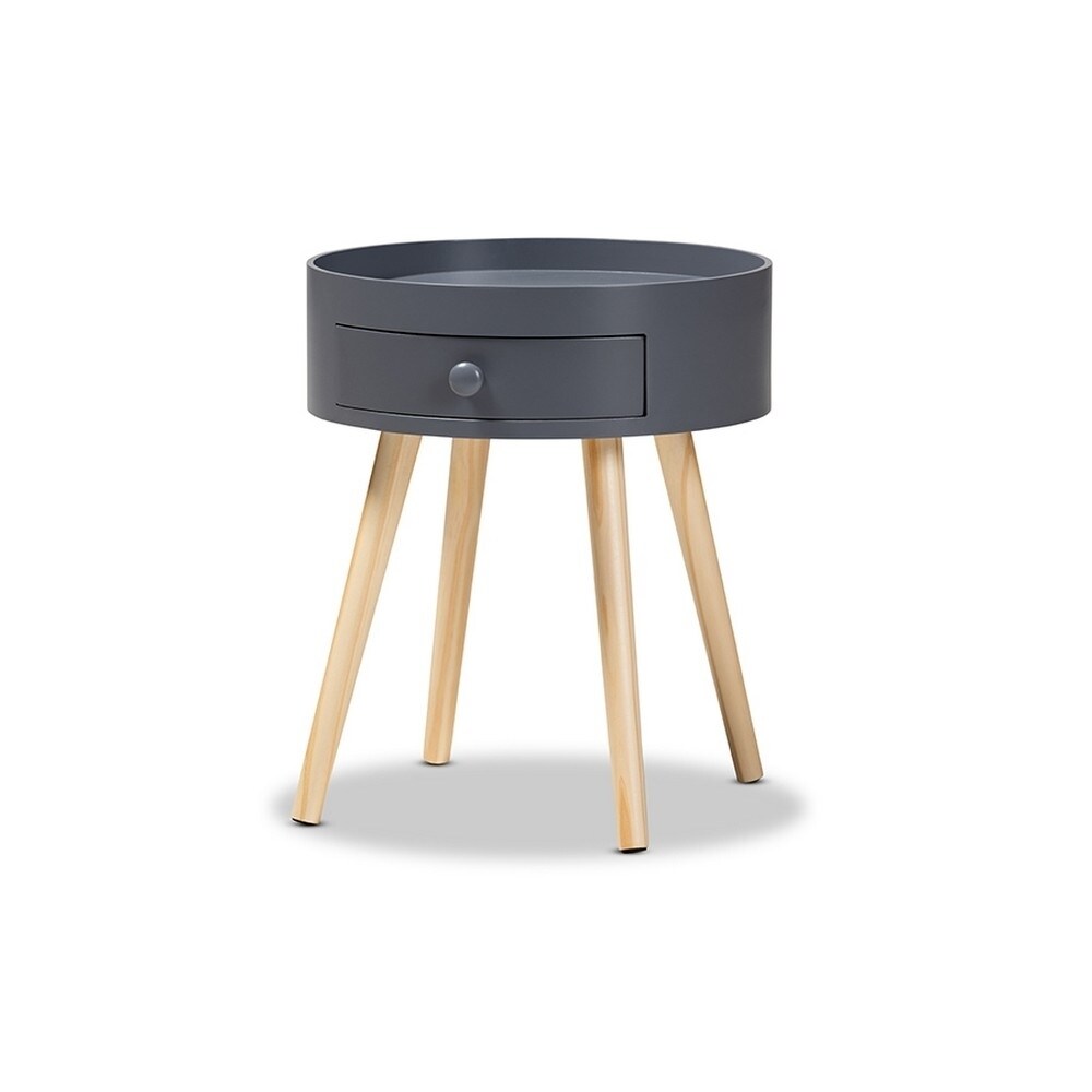 Baxton Studio   Jessen Mid-Century Modern Gray 1-Drawer Wood Nightstand