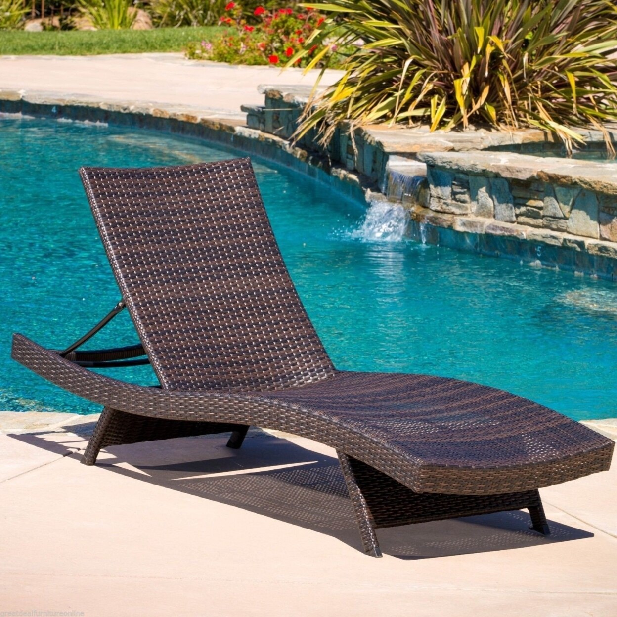 GDF Studio Lakeport Outdoor Adjustable Chaise Lounge Chairs Set
