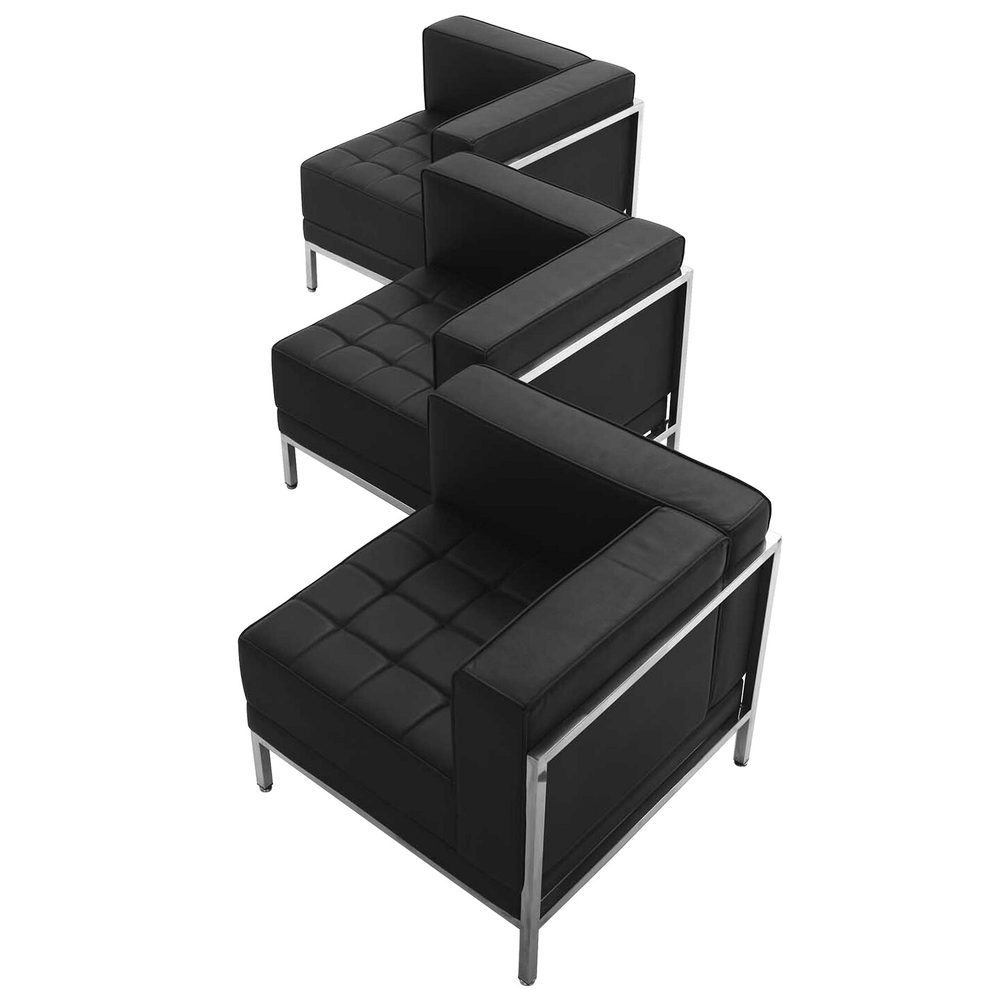 Flash Furniture Set of 3 Imagination Series Black Leather Left Corner Chair 28.5&#x22;