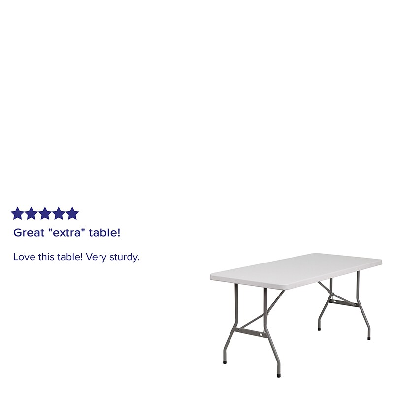 Flash Furniture 30x60 White Plastic Fold Table