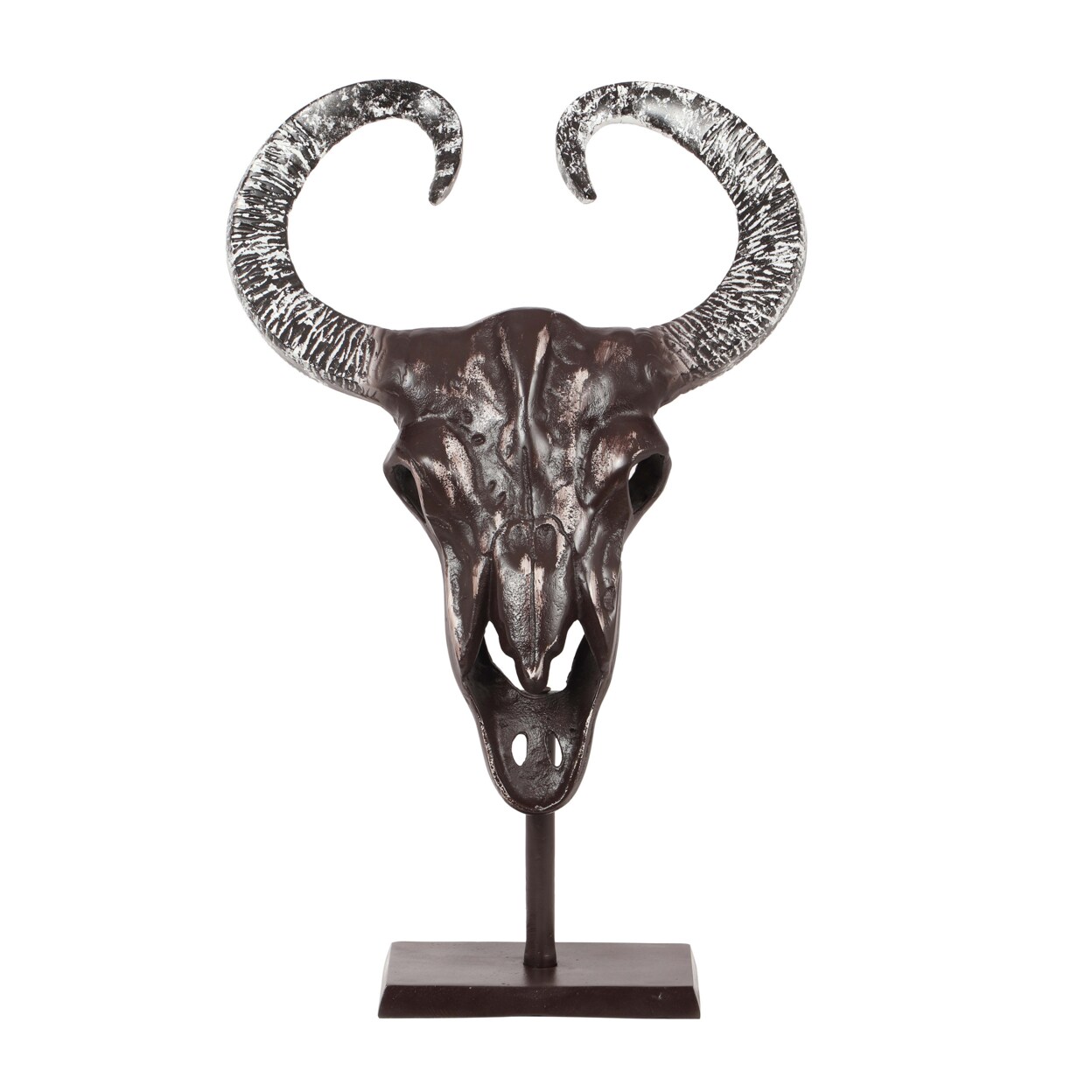 GDFStudio Blalock Handcrafted Aluminum Bull Skull Decor with Stand