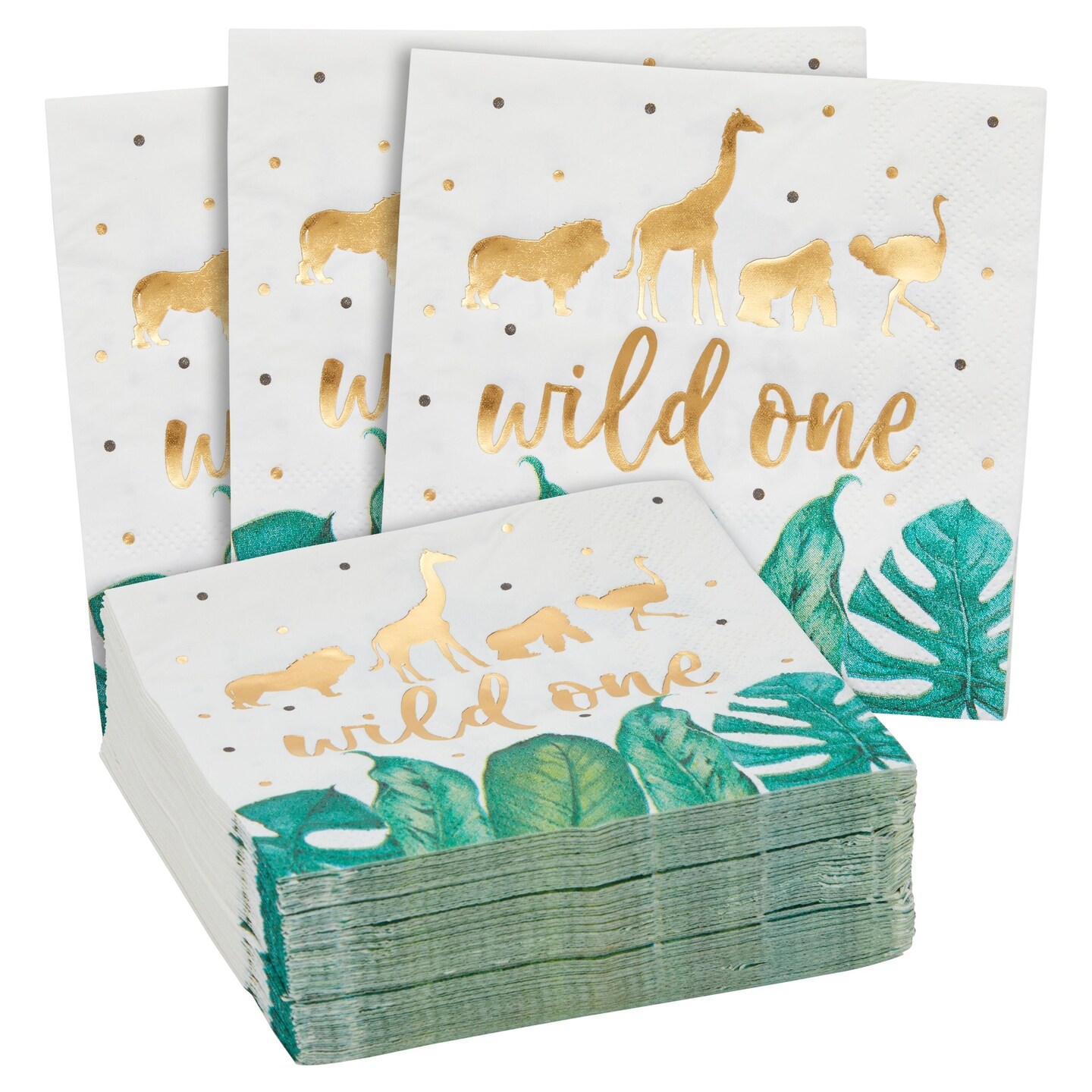 50 Pack Wild One Napkins for Jungle Safari 1st Birthday Party Supplies ...