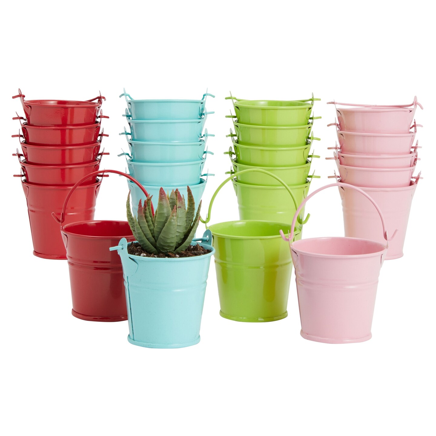 24 Pack Mini Metal Buckets for Crafts, 2-Inch Galvanized Tin Pails for ...
