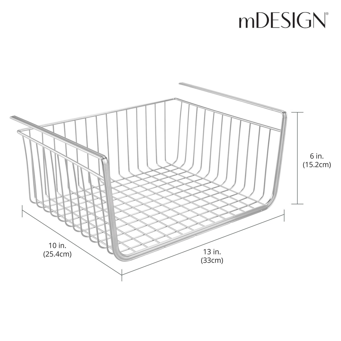 mDesign Metal Under Kitchen Pantry Shelf Hanging Storage Basket