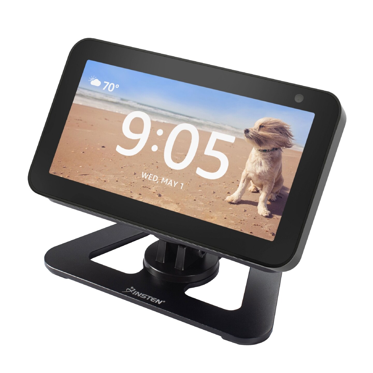 Insten Adjustable Stand Compatible with Echo Show 5 (5.5 inch), Aluminum 360&#xB0; Swivel Desktop Table Bracket Mount Holder, Easily Tilt to Forward or Backward, Black