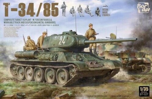 Border  1/35 Border Model T34-85 W/ Composite Turret &#x26; 5 Resin Figures Plastic Model