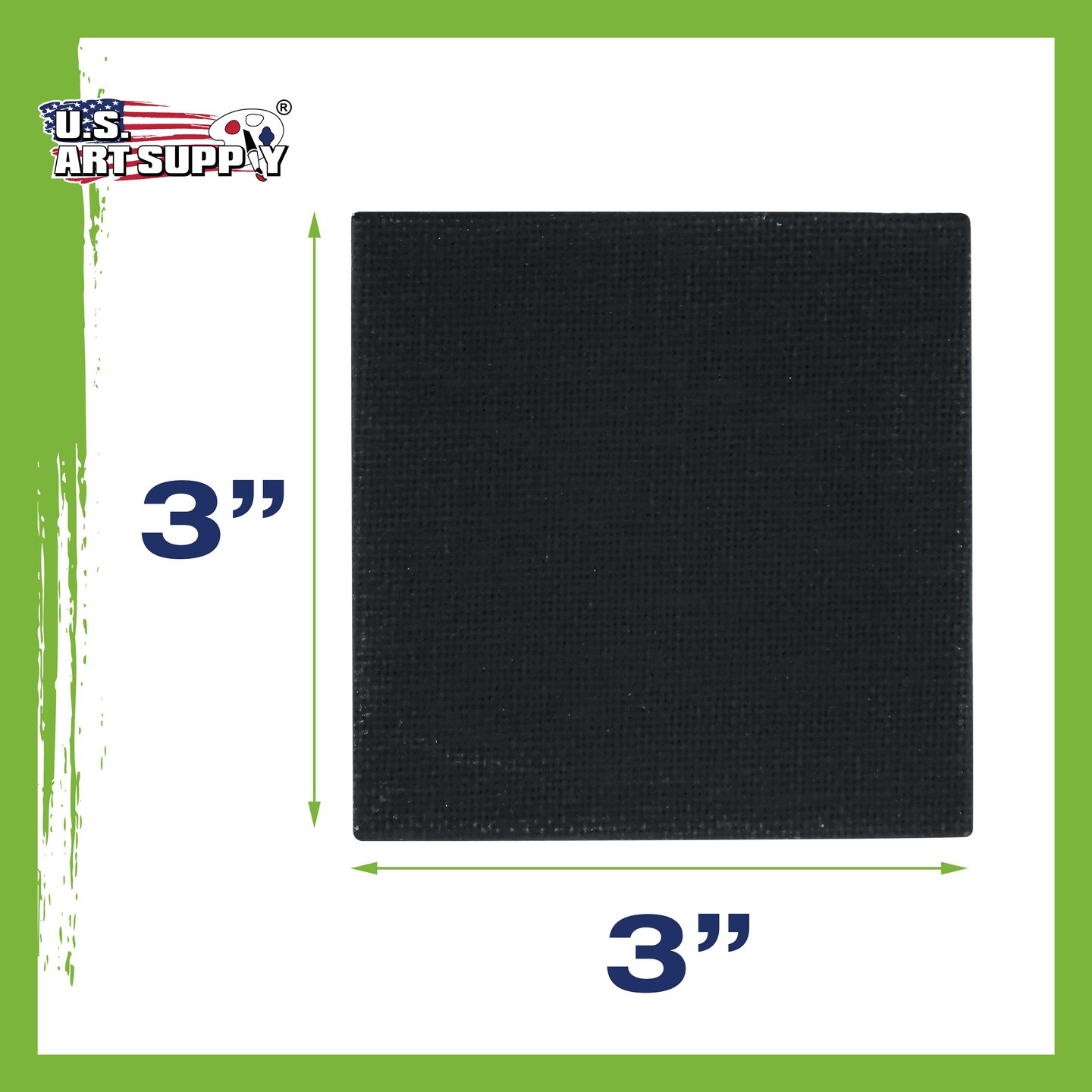3&#x22; x 3&#x22; Black Mini Professional Primed Stretched Canvas 12 Pack
