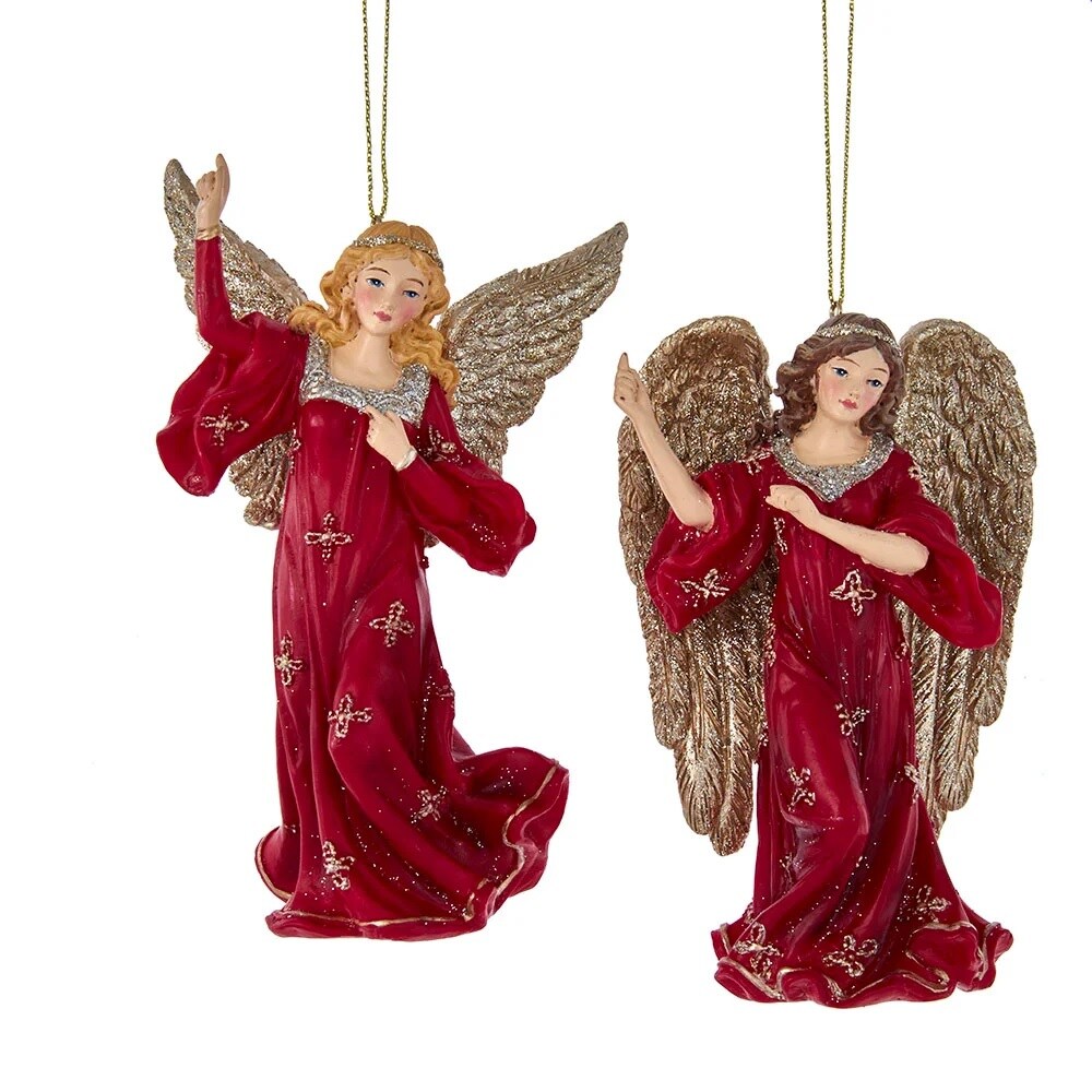 KSA Pack of 12 Red and Gold Angel Christmas Ornaments 5.5