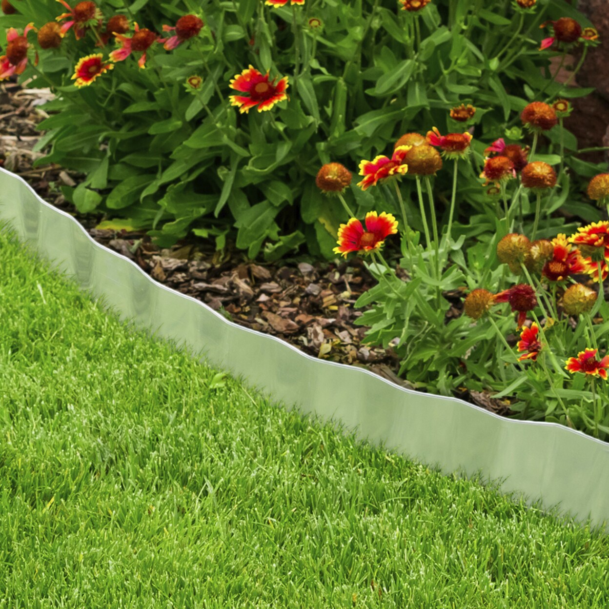 Pure Garden Galvanized Steel Lawn Edging 6.25In X 16Ft Flexible Landscape Border