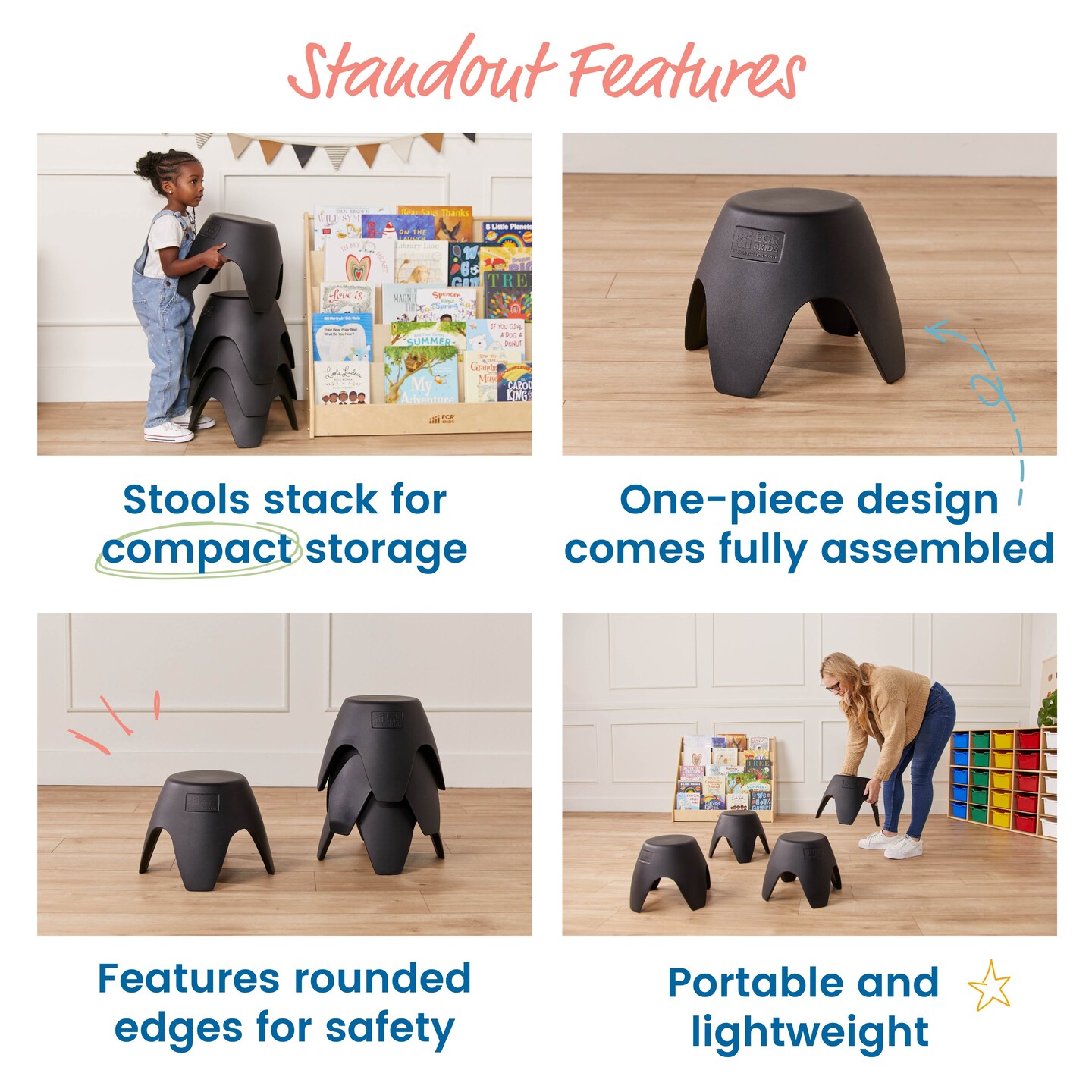 Ayana Stool Set, Flexible Seating, 4-Pack