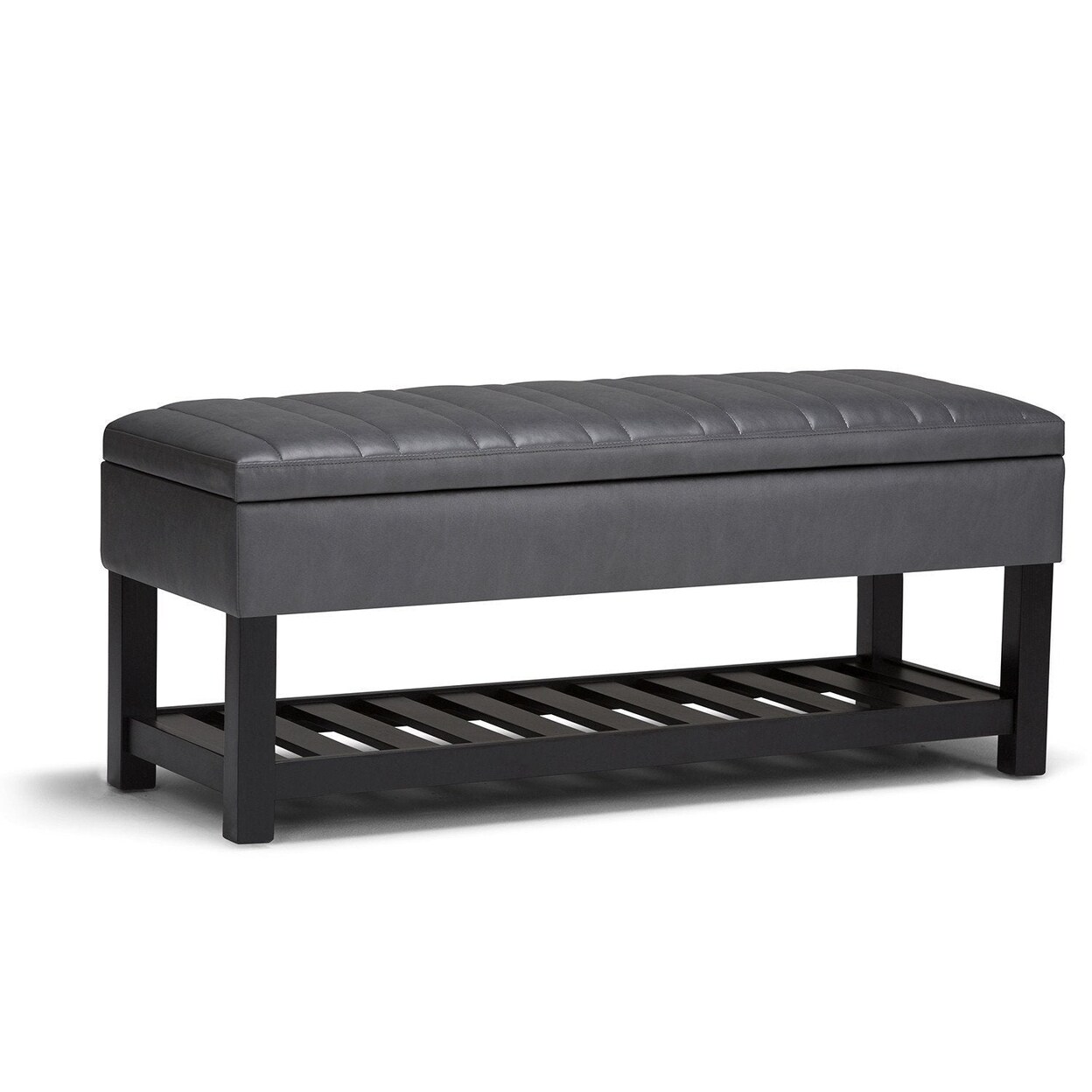Simpli Home CLEAR Memphis Ottoman Bench in Vegan Leather