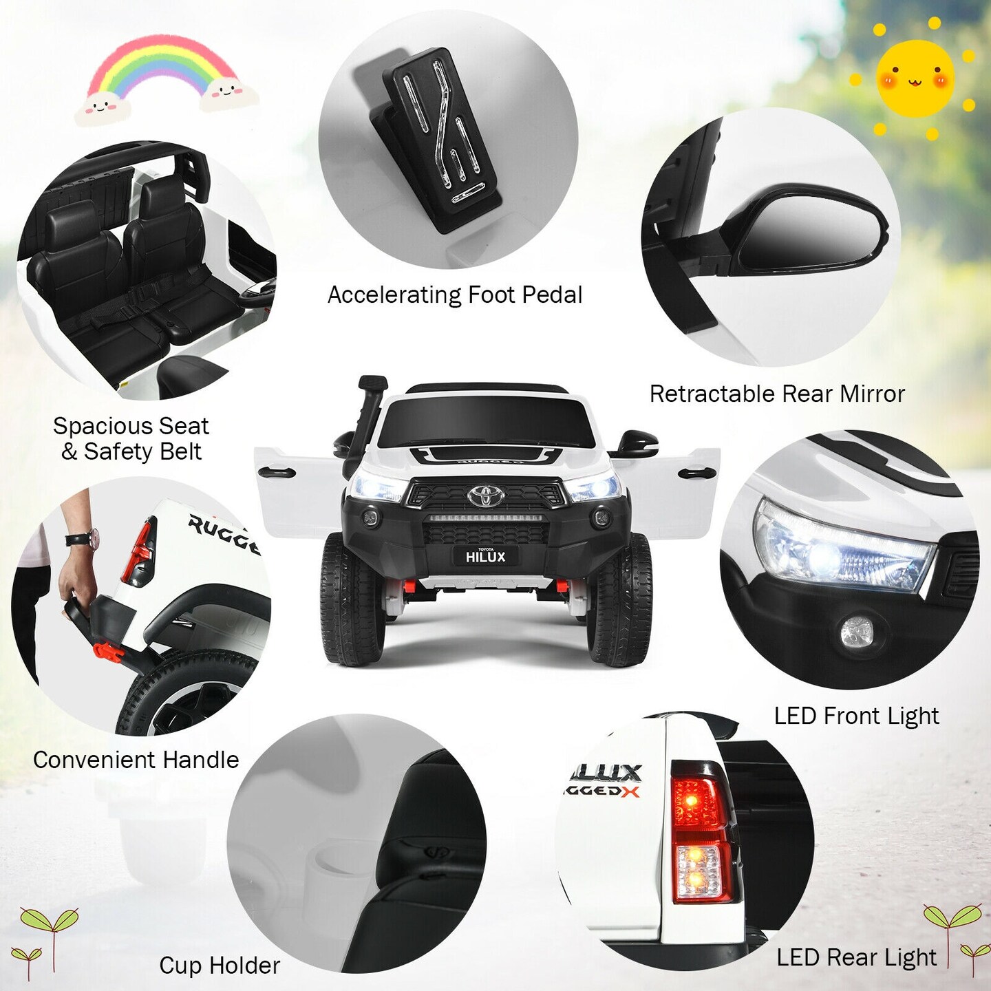 2*12V Licensed Toyota Hilux Ride On Truck Car 2-Seater 4WD with Remote