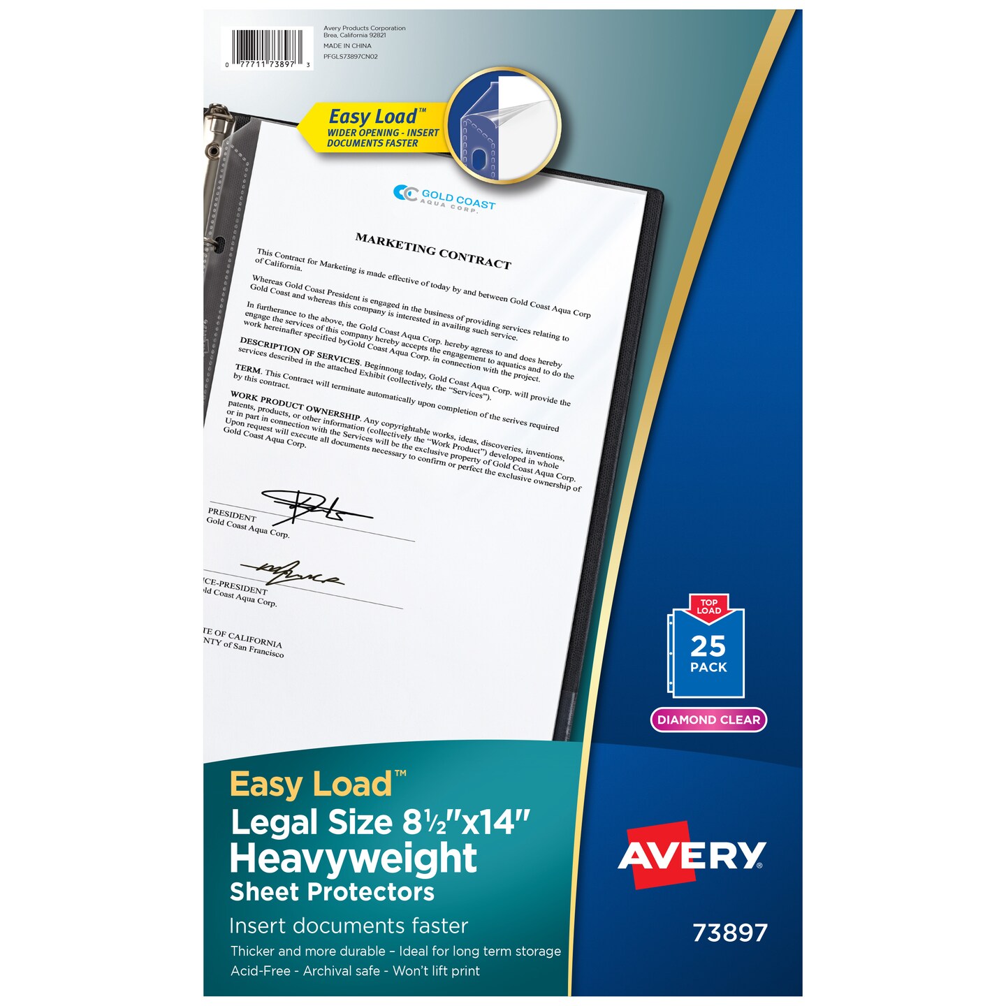 Avery Diamond Clear Heavyweight Sheet Protectors, Holds 8.5" x 14" Sheets, Legal Size, Easy Load, 25ct (73897)