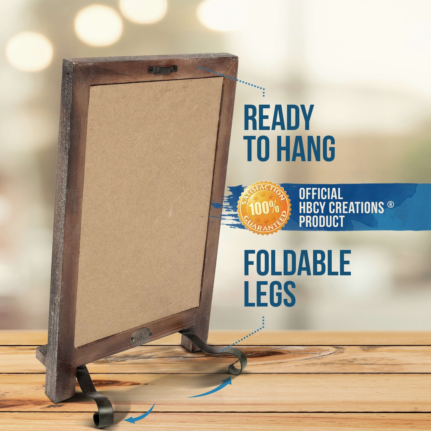 HBCY Creations Hanging or Tabletop Chalkboard with Legs/Wedding Table Sign/Kitchen Countertop Memo Board