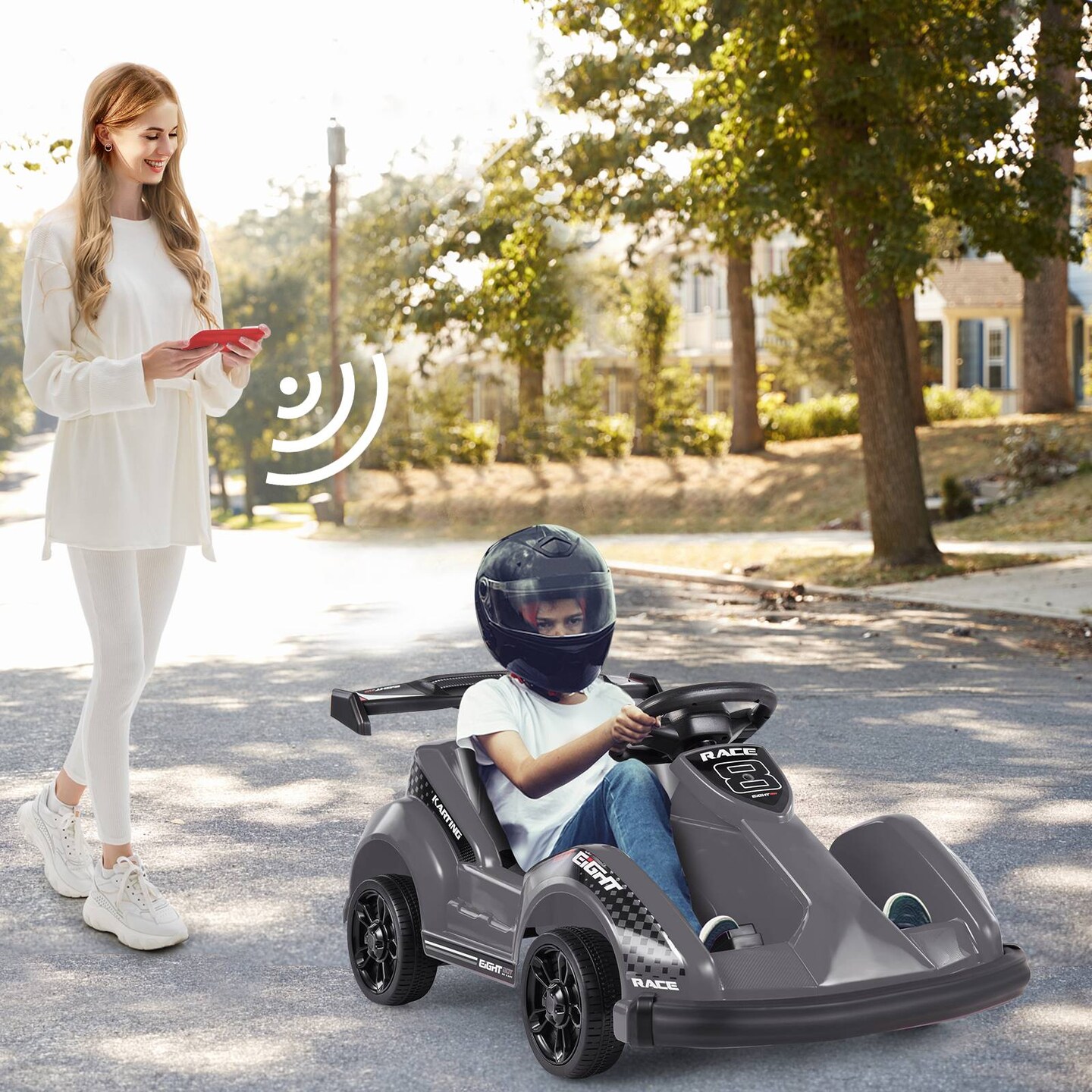 Electric Ride-On Go-Cart with Remote Control and Safety Belt