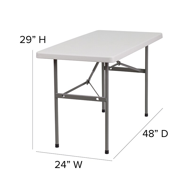 Flash Furniture 24x48 White Plastic Fold Table
