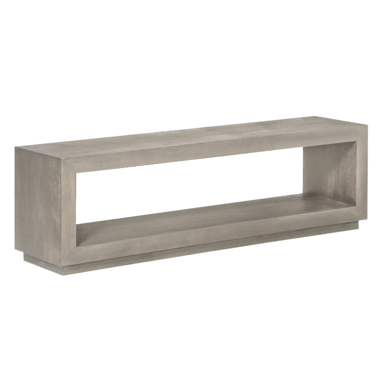 Saltoro Sherpi Jose 60 Inch Acacia Wood Bench, Open Floating Plinth Base, Weathered Gray-