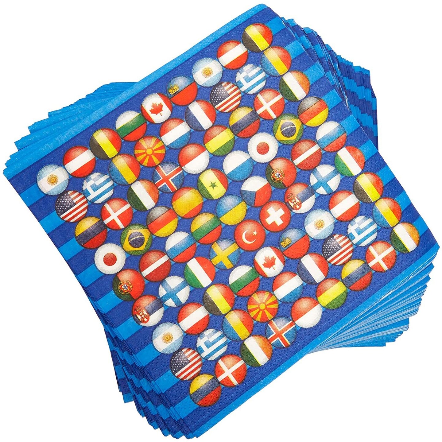 100 Pack Flag Paper Napkins for International Party (6.5 x 6.5 in)