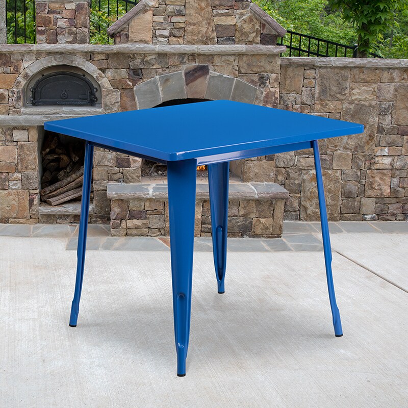 Flash Furniture Commercial Grade 315 Square Blue Metal Indoor Outdoor Table Michaels 7031