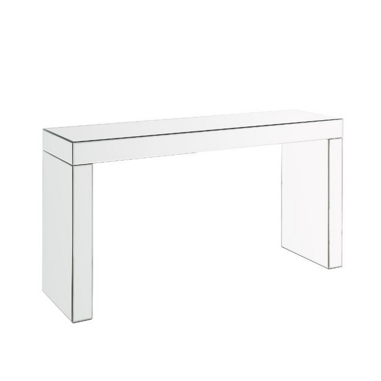 Saltoro Sherpi Writing Desk with Mirror Panel Frame and Panel Base, Silver-