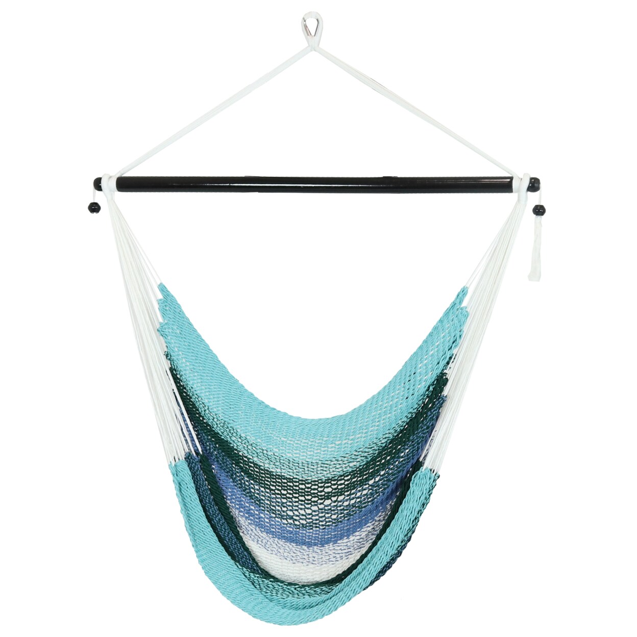 Sunnydaze Polyester Rope Hammock Chair With Cushions - Lagoon Stripes
