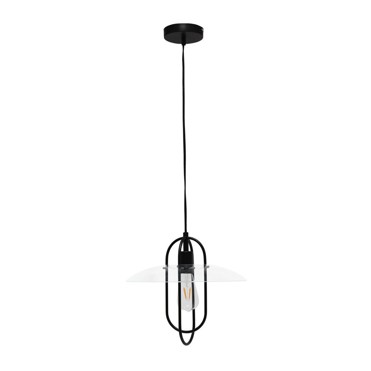 Lalia Home 1 Light Elongated Design Metal Pendant Light with Clear Glass Shade - Black