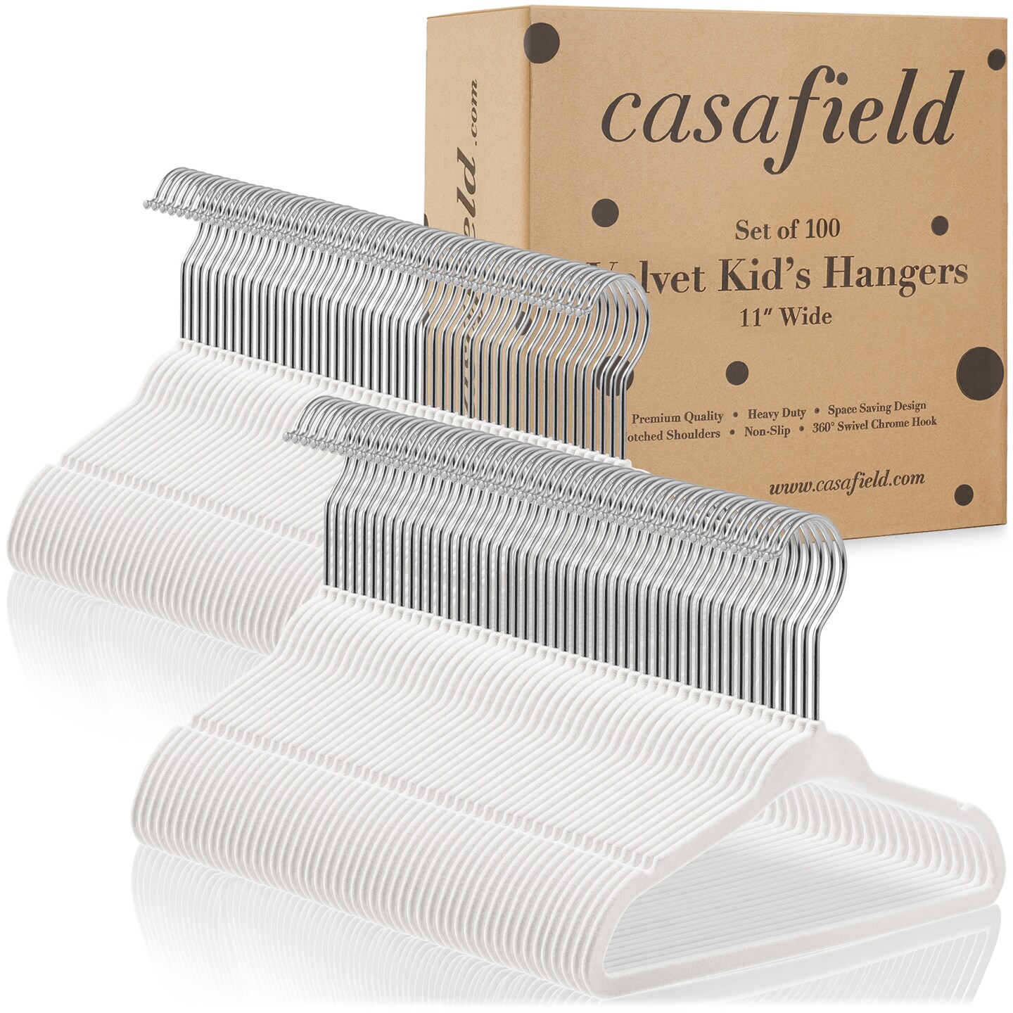 Casafield 100 Velvet Baby Hangers - 11&#x22; Size for Infant &#x26; Toddler Clothes