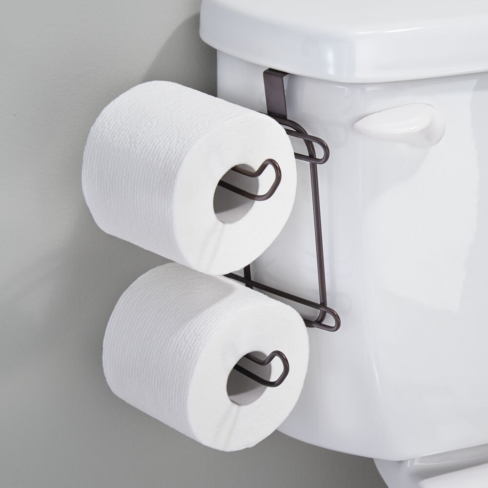 mDesign Over Tank Toilet Tissue Paper Roll Holder / Dispenser