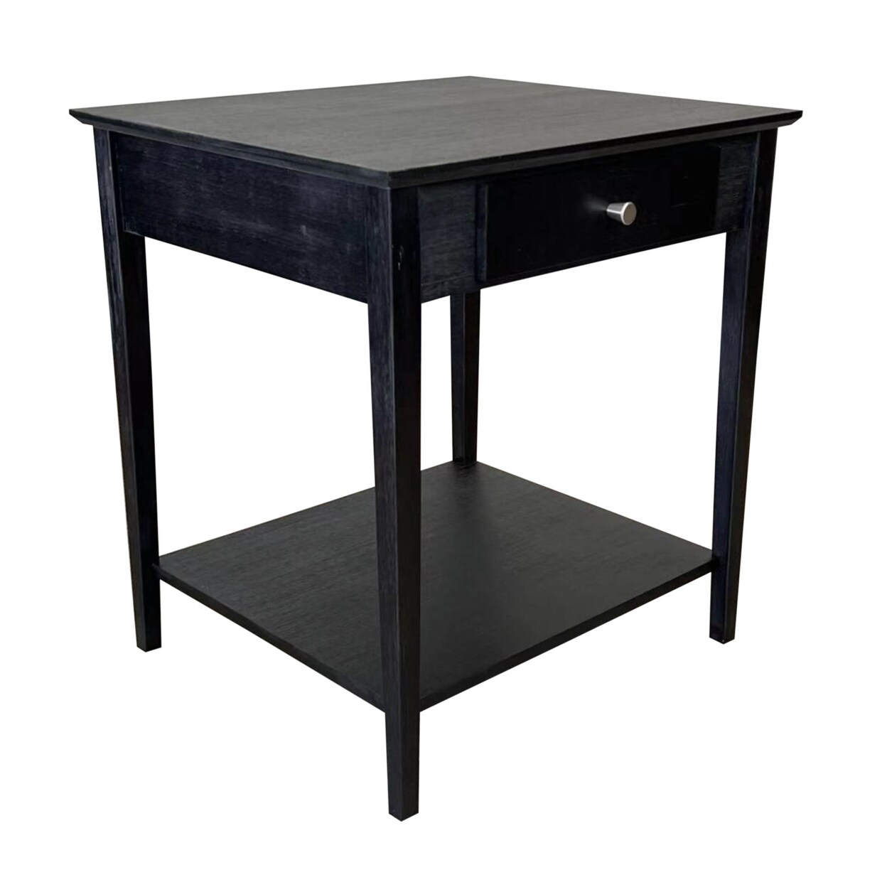 Eccostyle   Solid Bamboo End Table with Drawer - Charcoal