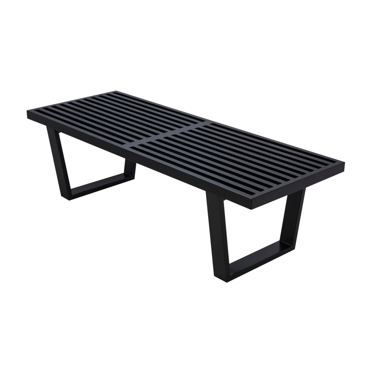 Leisuremod Home Furniture Mid-Century Black Inwood Platform Bench - 4 Feet