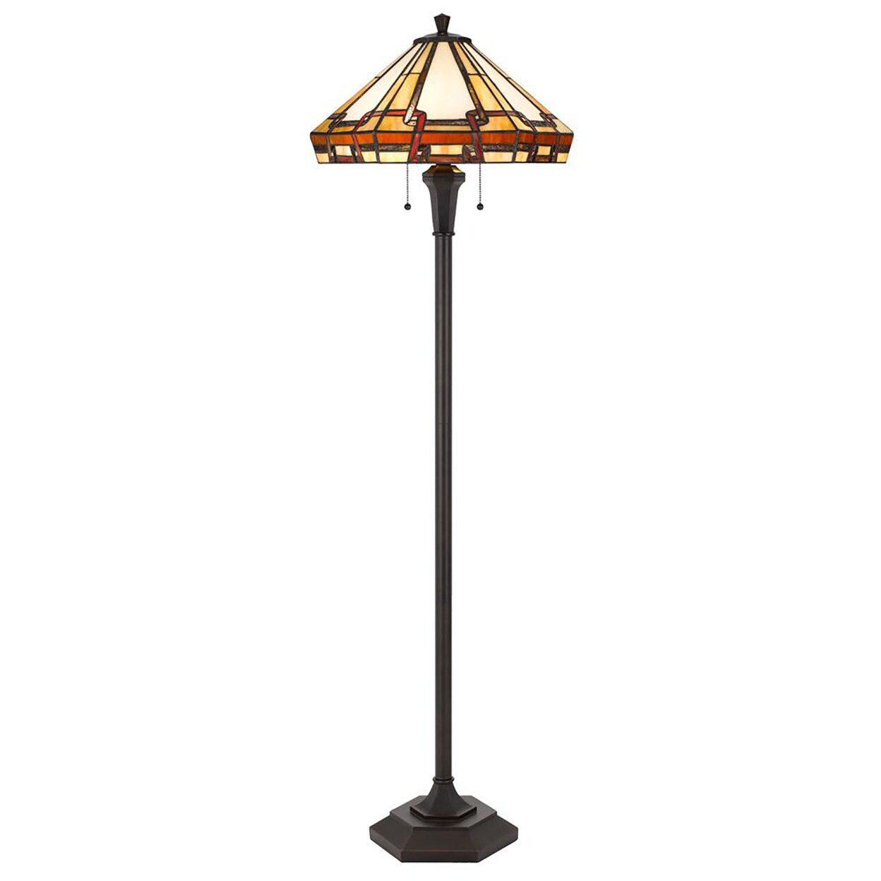 Cal Lighting 60W X 2 Tiffany Table Lamp With Pull Chain Switch With Metal And Resin Lamp Body
