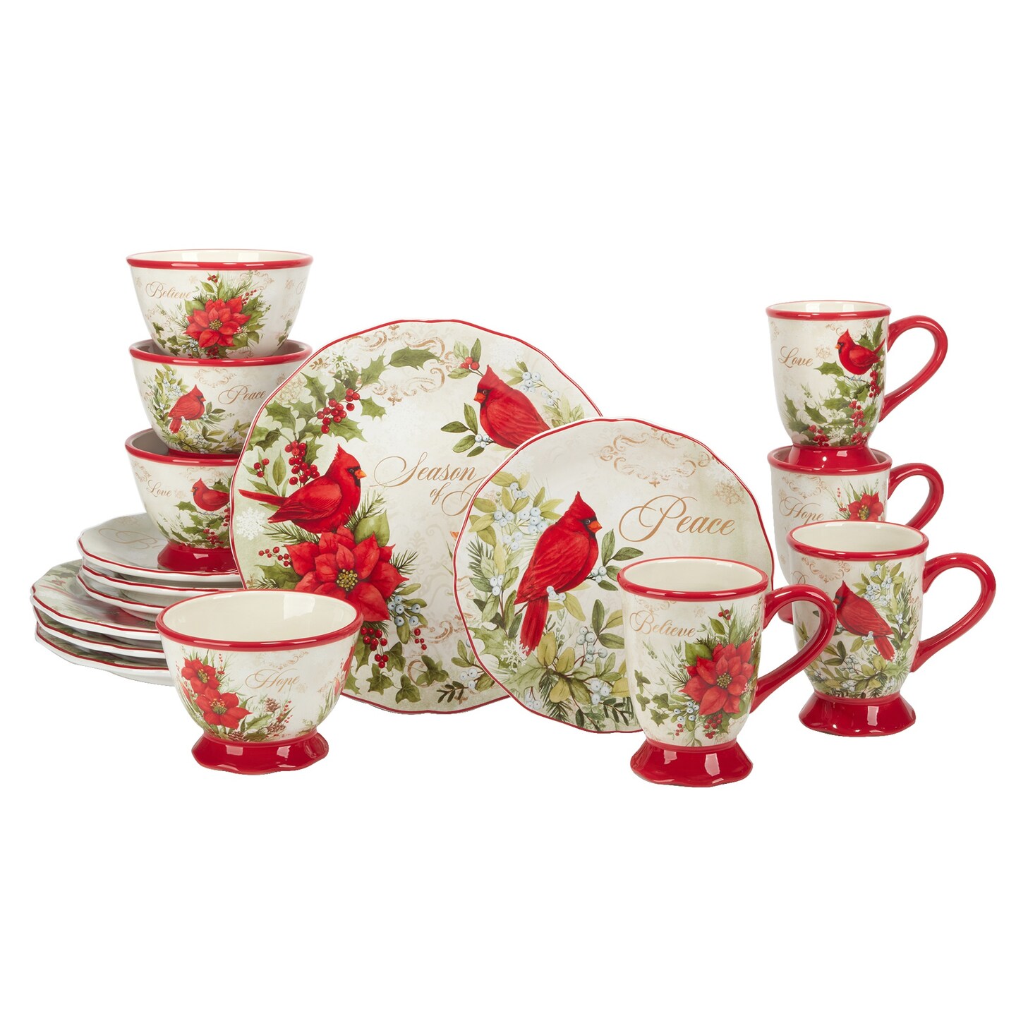 Certified International 16 Piece Winter's Medley Christmas Dinnerware Set