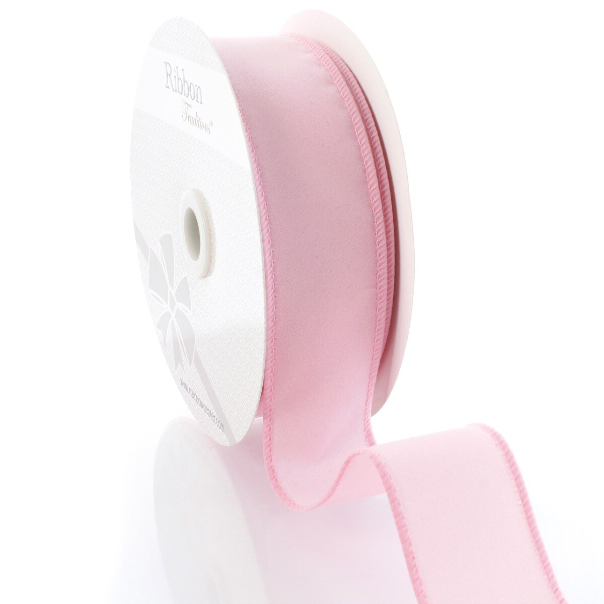 1.5 Wired Suede Velvet Ribbon Pink Blush - 10 Yards