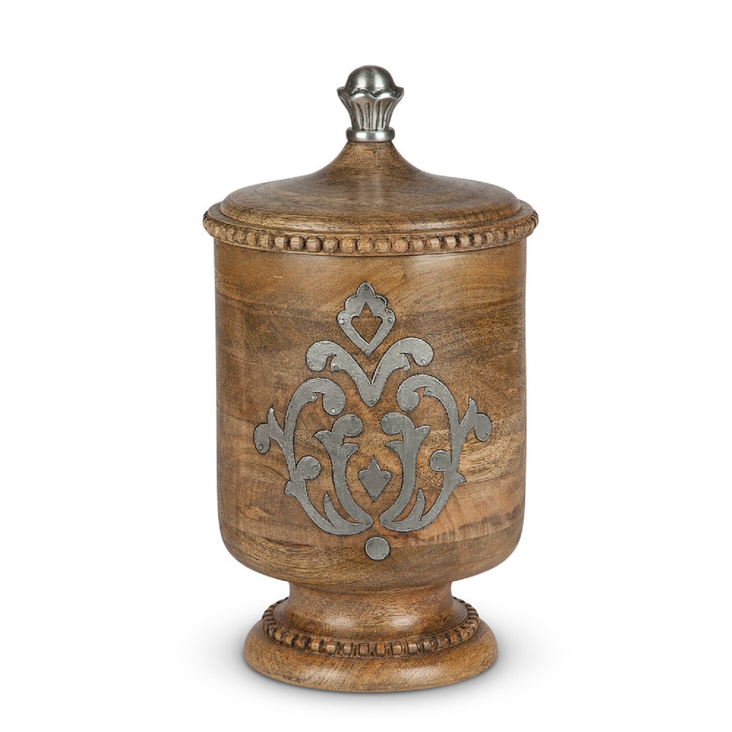 Contemporary Home Living 13&#x22; Brown and Gray Wooden Vintage Designed Medium Canister