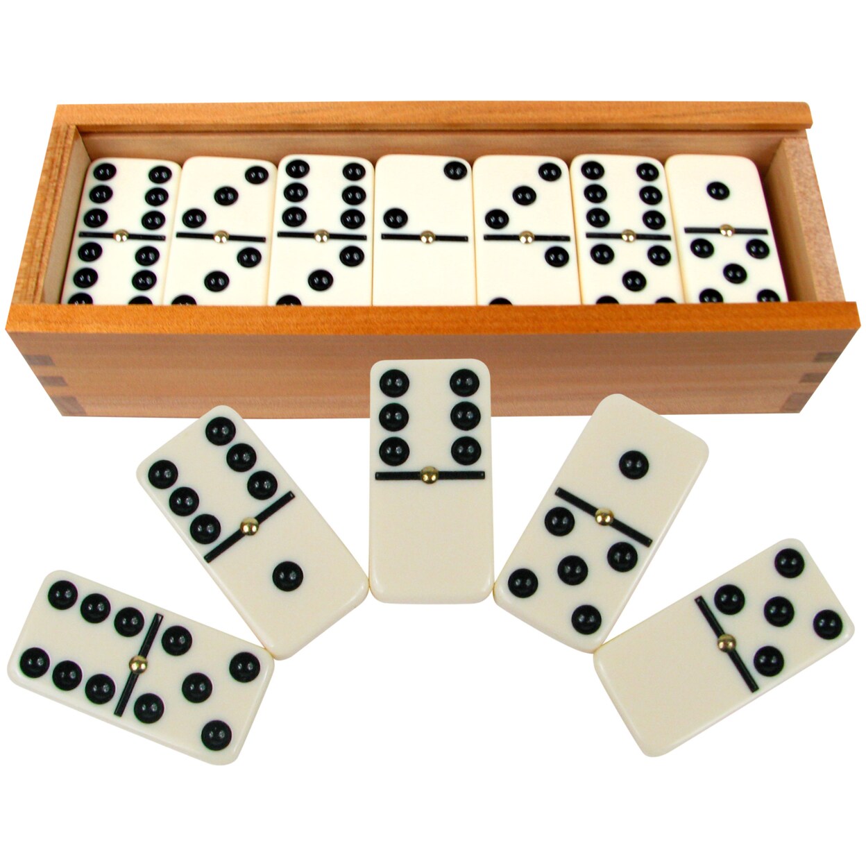 Premium Double Six Dominoes Set 28 Pieces With Wooden Storage Case Easy Flip