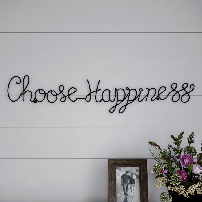 Lavish Home Metal Cutout- Choose Happiness Cursive Cutout Sign-3D Word Art Home Accent Decor