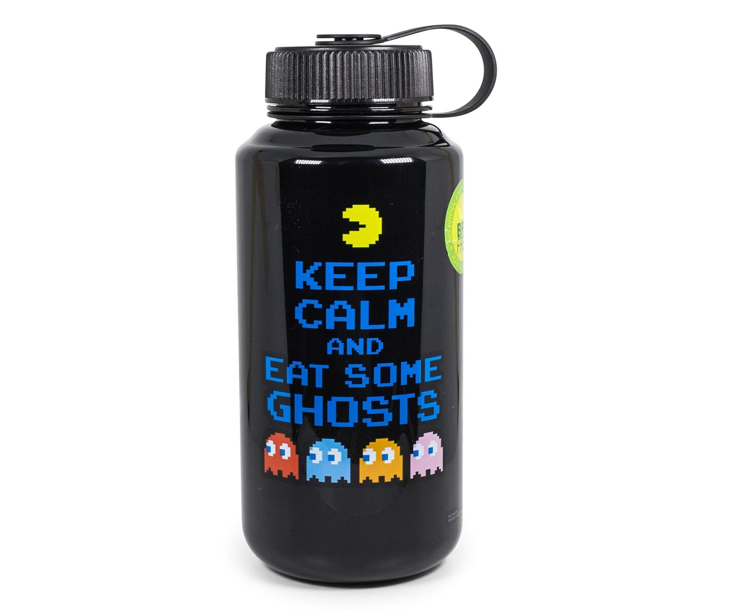 Pac-Man &#x22;Keep Calm and Eat Some Ghosts&#x22; Plastic Water Bottle | Holds 32 Ounces