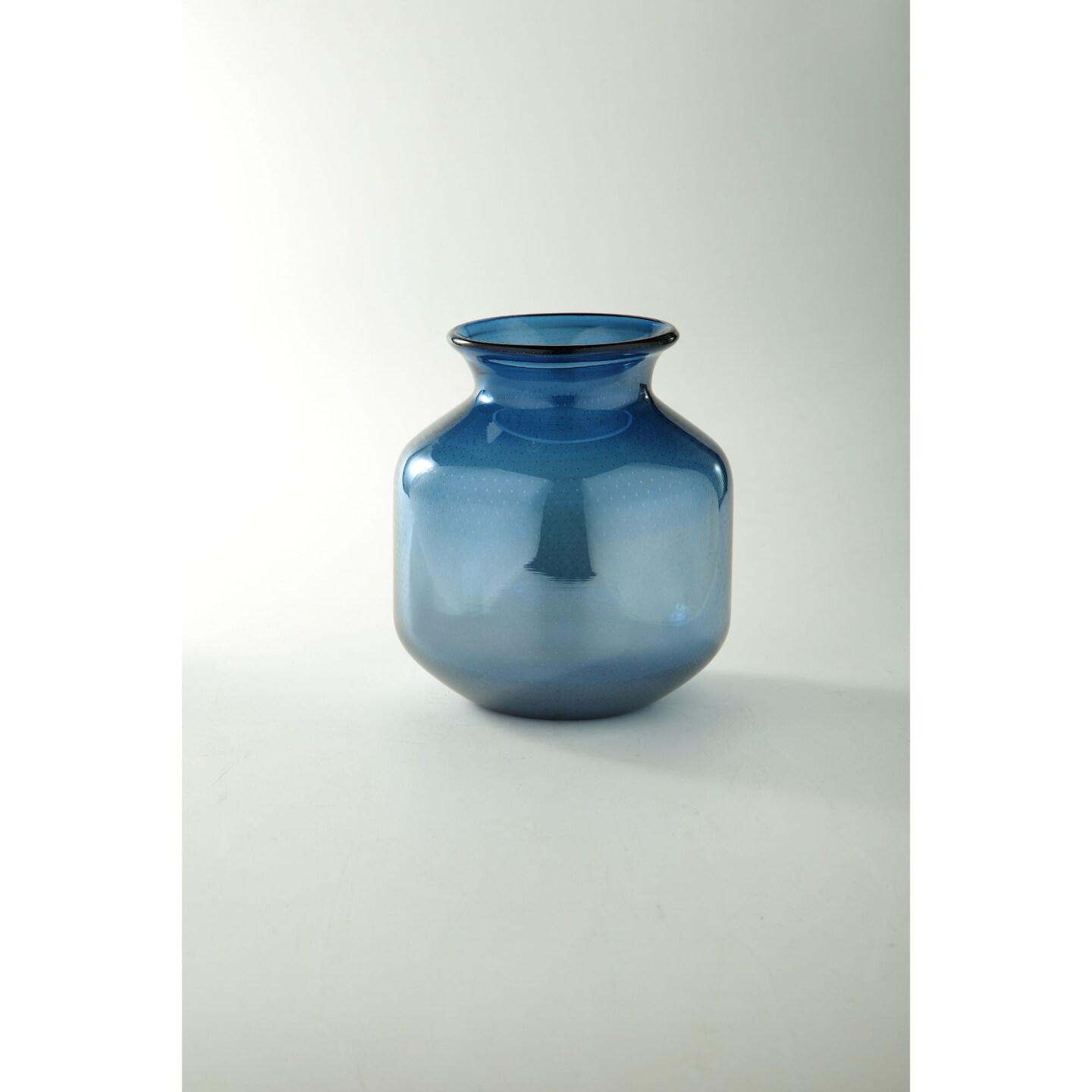 CC Home Furnishings 8&#x22; Blue Dot Pattern Embossed Glass Vase