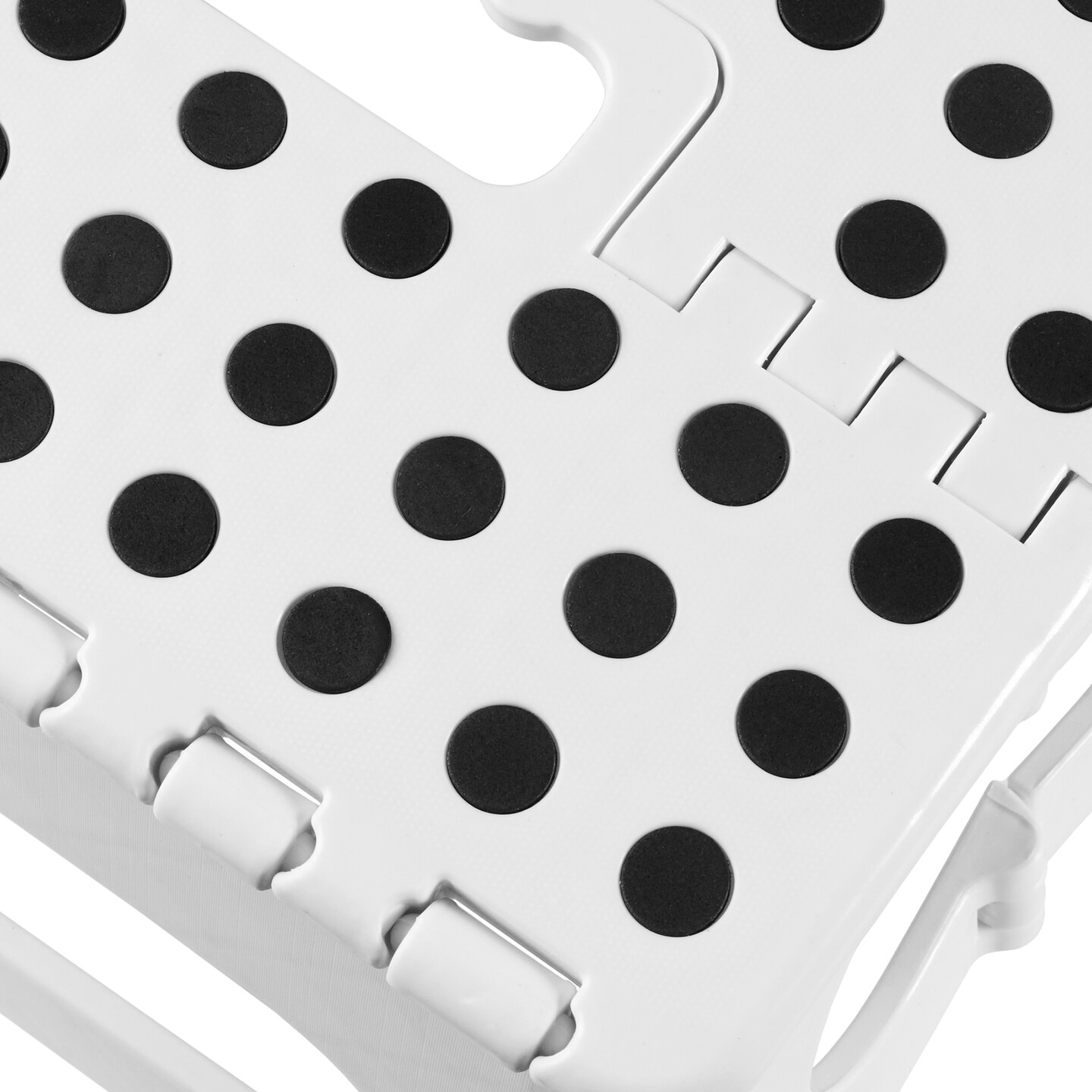 Casafield 16" Folding Step Stool with Handle, White - Portable Collapsible Small Plastic Foot Stool for Adults - Use in the Kitchen, Bathroom and Bedroom