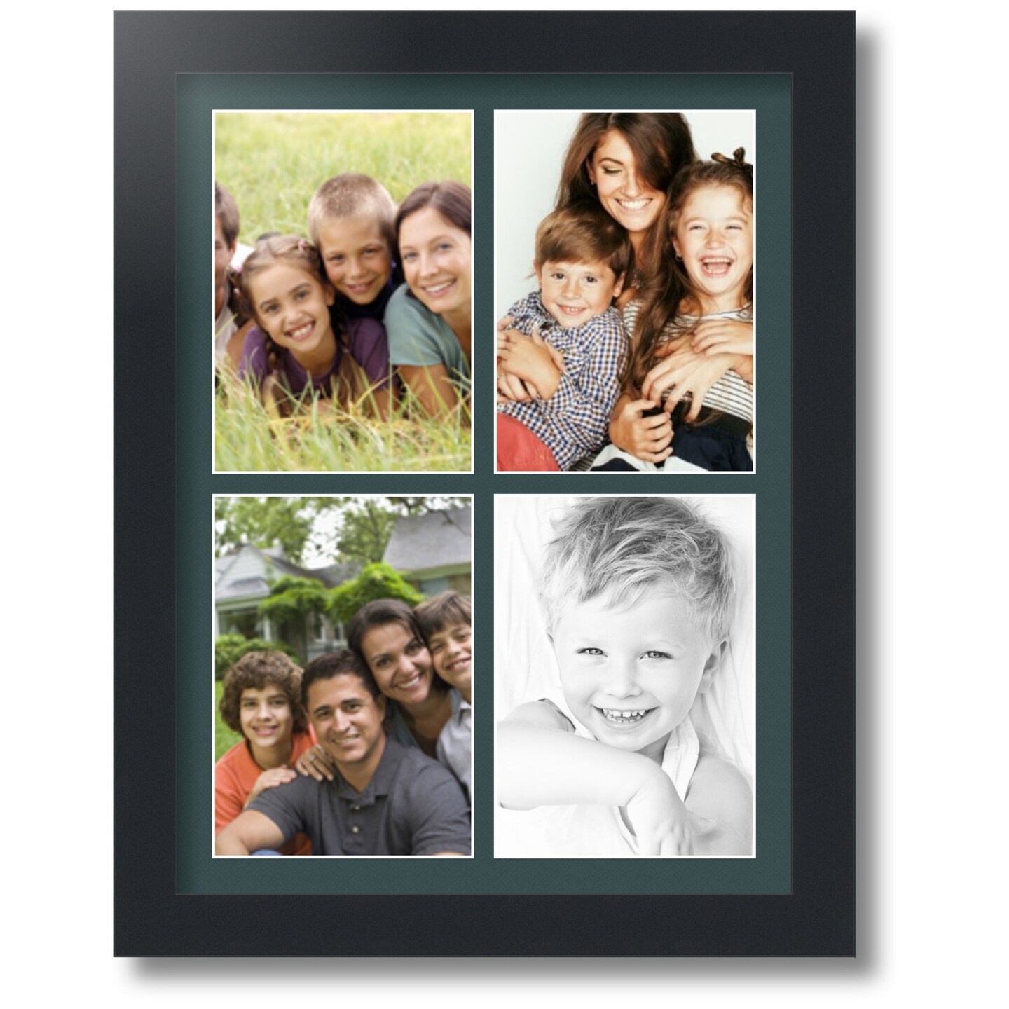 ArtToFrames Collage Photo Picture Frame with 4 - 5x7 inch Openings, Framed in Black with Over 62 Mat Color Options and Regular Glass (CSM-3926-2153)