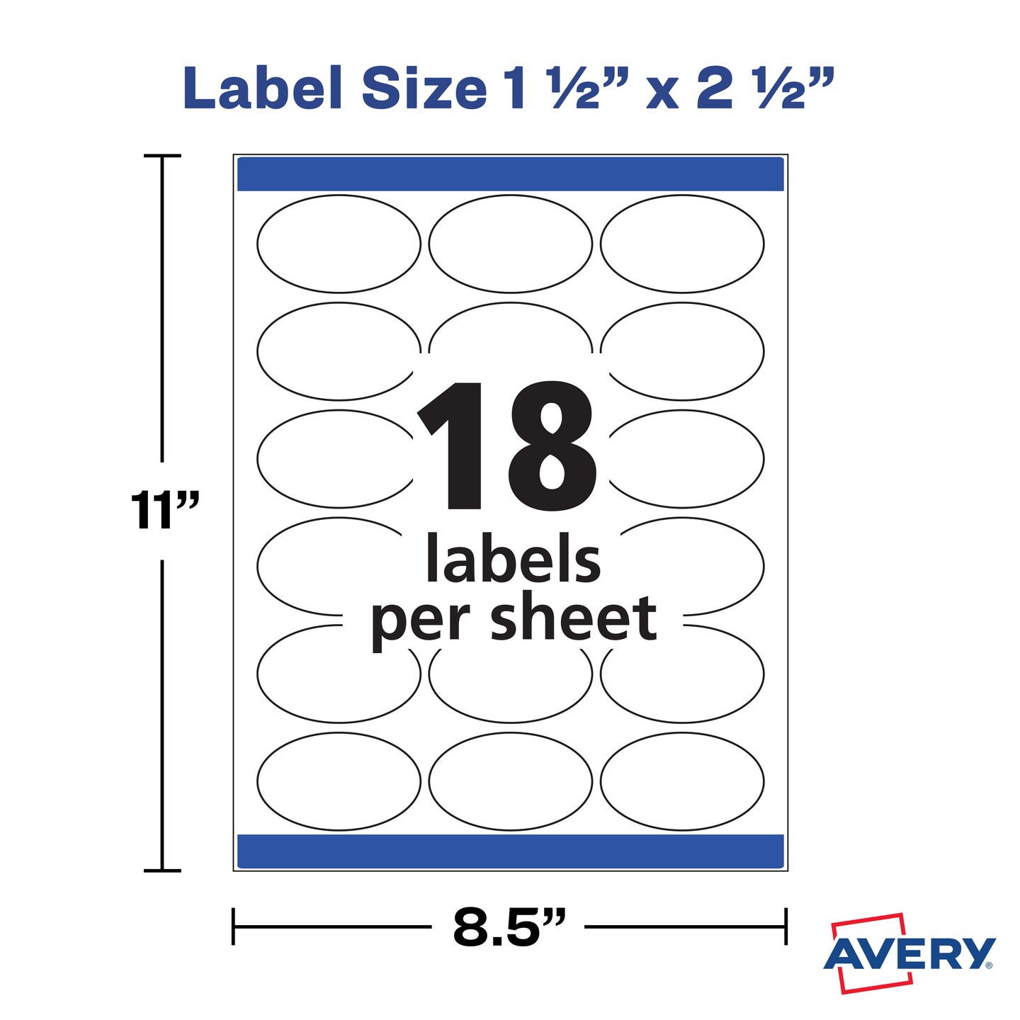 Avery Printable Blank Oval Labels, 1.5&#x22; x 2.5&#x22;, Glossy White, 90 Customizable Labels (22814)
