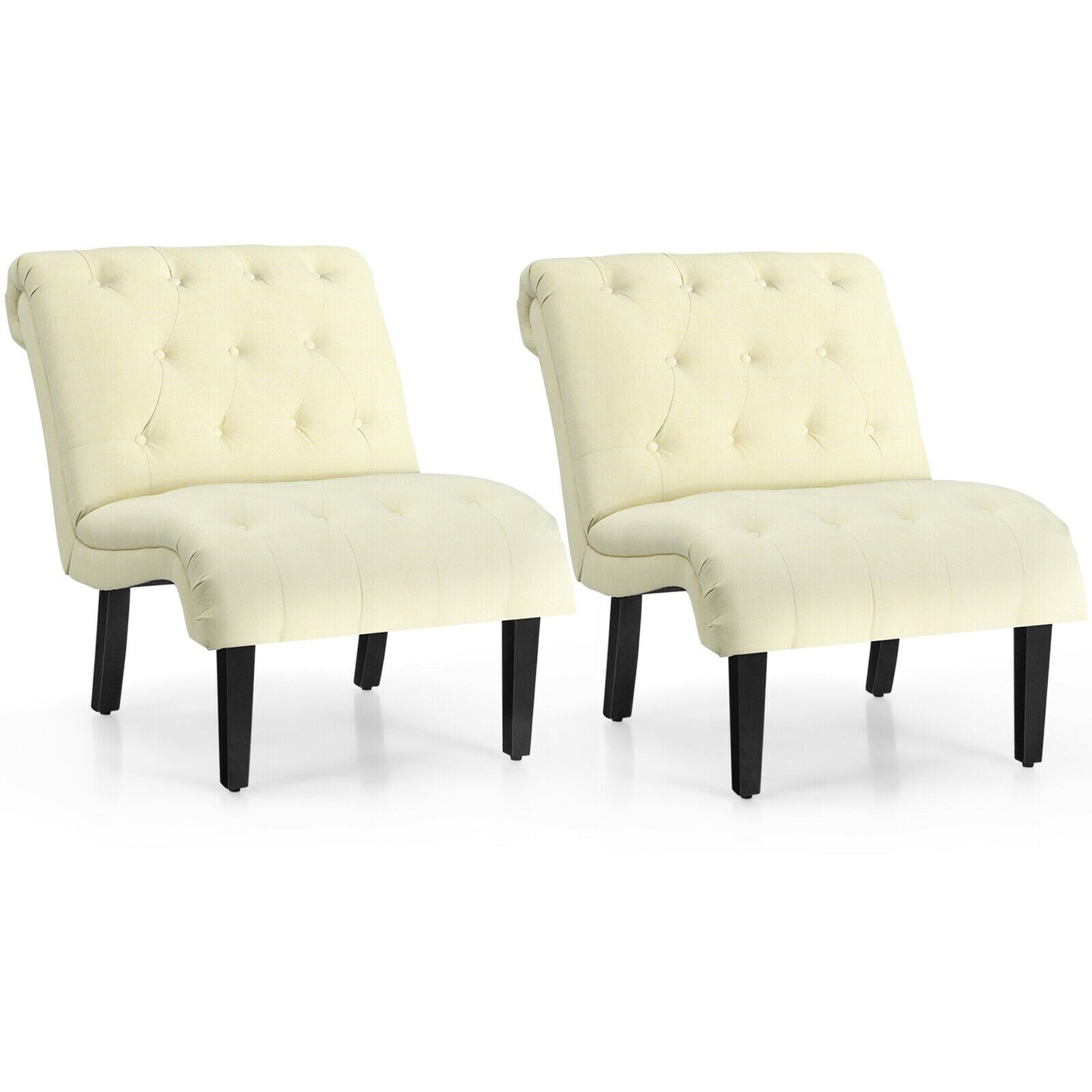 Costway Set of 2 Armless Accent Chair Upholstered Tufted Lounge Chair