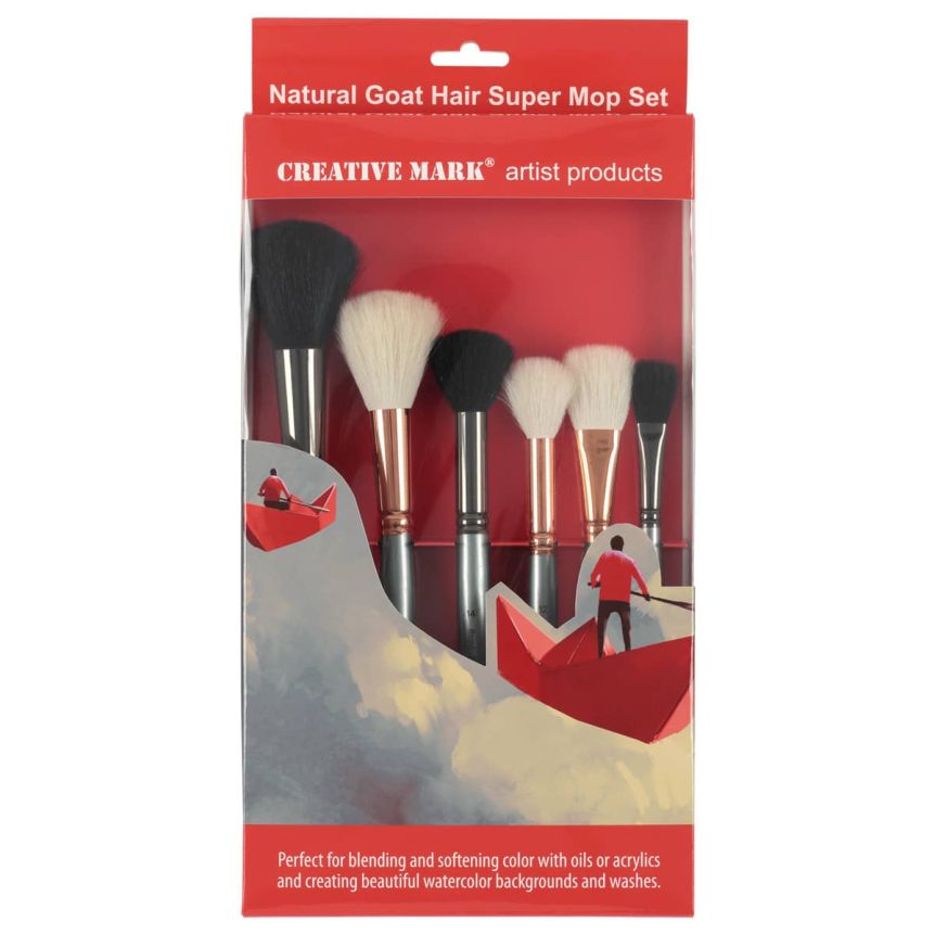 Creative Mark Natural White Goat Hair Mop Brushes - Paint Brushes for  Acrylic Painting, Oil, Watercolor and More - Round - Size # 20 